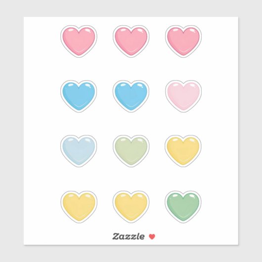 Pastel Hearts Aufkleber (Blatt)