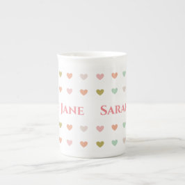 Pastel Hearts Design zum Personalisieren Porzellantasse