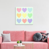 Pastel Hearts gepackte Canvas Leinwanddruck (Insitu (Wohnzimmer))