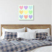 Pastel Hearts gepackte Canvas Leinwanddruck (Insitu (Schlafzimmer))