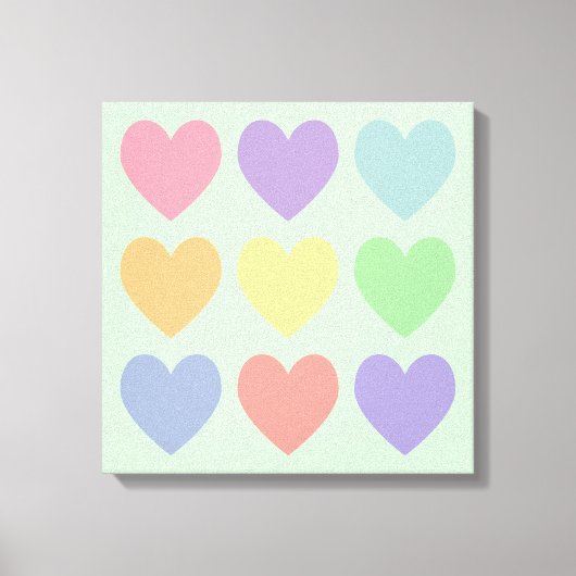 Pastel Hearts gepackte Canvas Leinwanddruck (Vorderseite)