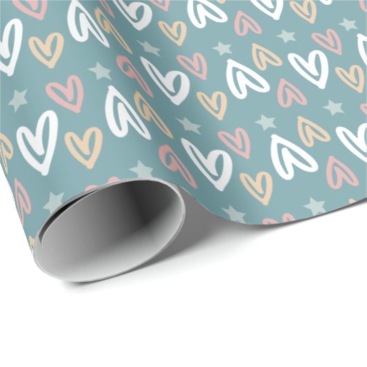 Pastel Hearts Geschenkpapier (Rolleneckpunkt)