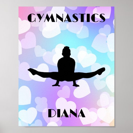 Pastel Hearts GYMNASTICS Personalisiert Poster (Vorne)