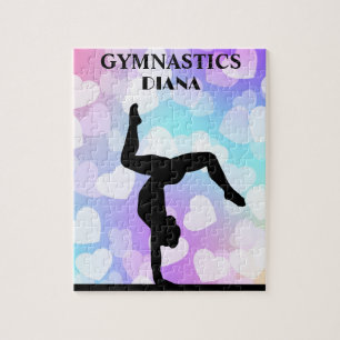 Pastel Hearts GYMNASTICS PUZZLE Personalisiert