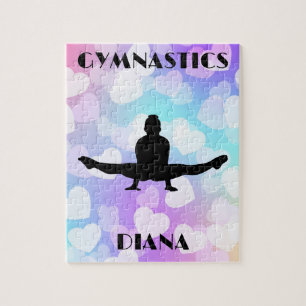 Pastel Hearts GYMNASTICS PUZZLE Personalisiert