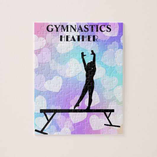 Pastel Hearts GYMNASTICS PUZZLE Personalisiert (Vertikal)