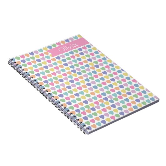 Pastel Hearts Monogramed Valentine Notebook Notizblock (Rechte Seite)