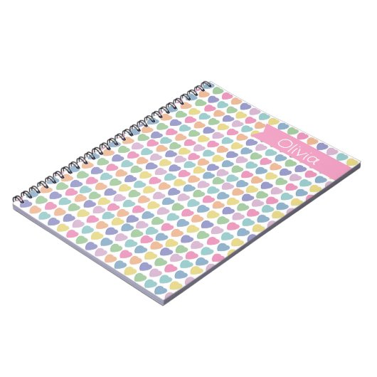 Pastel Hearts Monogramed Valentine Notebook Notizblock (Linke Seite)
