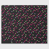 Pastel Hearts Muster auf schwarz Geschenkpapier (Flach)