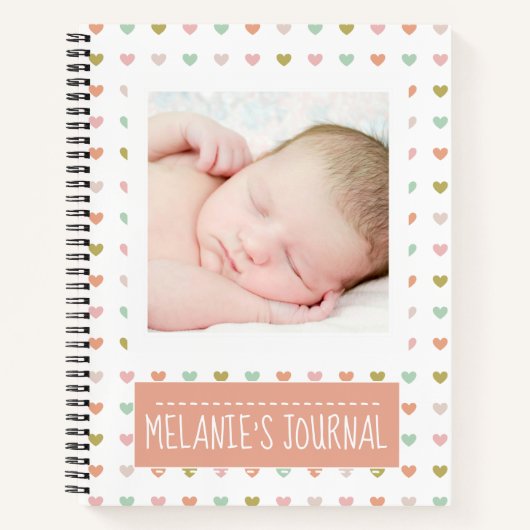 Pastel Hearts Muster Custom Baby Foto Notizblock (Vorderseite)