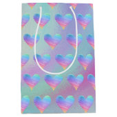 Pastel Hearts Regenbogenmuster Mittlere Geschenktüte (Vorderseite)