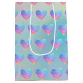 Pastel Hearts Regenbogenmuster Mittlere Geschenktüte (Rückseite)