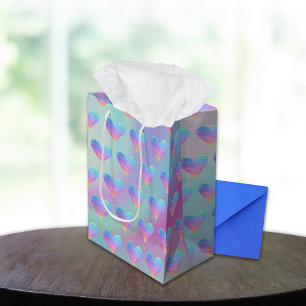 Pastel Hearts Regenbogenmuster Mittlere Geschenktüte