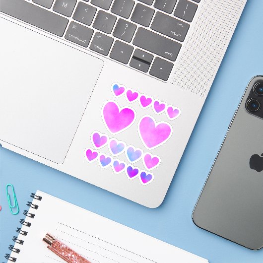 Pastel Hearts Sticker Pack (Laptop mit iPhone)