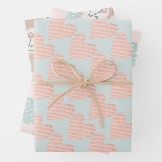 Pastel Hearts Valentines Geschenkpapier Set (Beispiel)