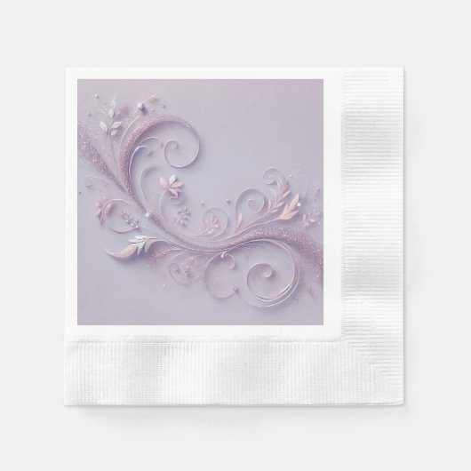 Pastel Heliotrope Shade Floral Motif Design Serviette (Vorderseite)