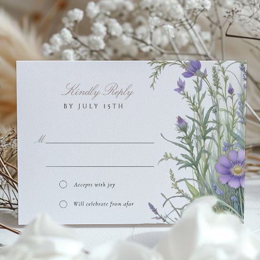 Pastel Herbal Garden Wedding RSVP Card Einladung