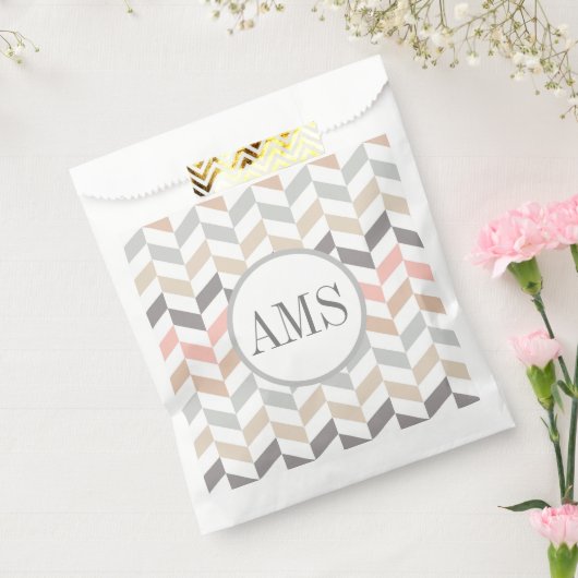 Pastel Herringbone Monogramm Geschenktütchen (Versiegelt)