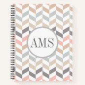 Pastel Herringbone Monogramm Rezept Notizblock (Vorderseite)