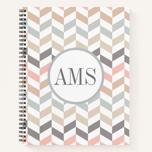 Pastel Herringbone Monogramm Rezept Notizblock (Vorderseite)
