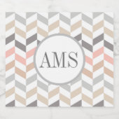 Pastel Herringbone Monogramm Schaumweinetikett (Einzelnes Label)