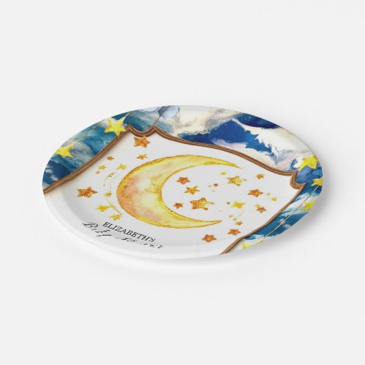 Pastel Himmlisch Celestial Baby Dusche Pappteller (Schrägansicht)