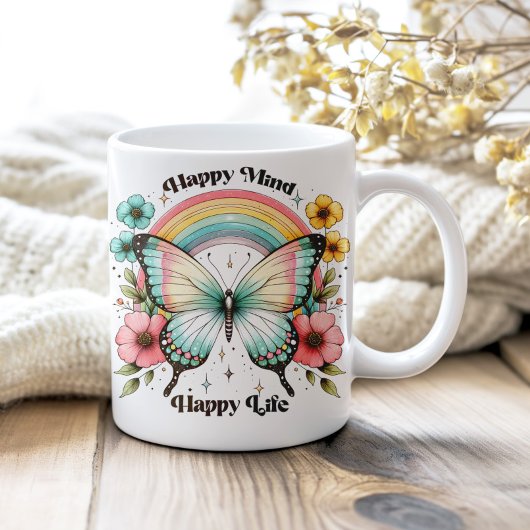 Pastel Hippie "Happy Mind Happy Life" Kaffeetasse