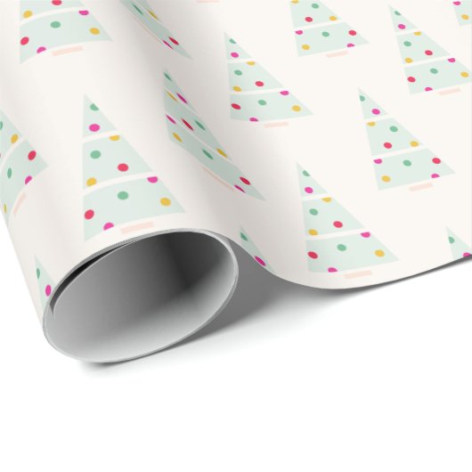 Pastel Holiday Christmas Tree Gift Wrap Geschenkpapier (Rolleneckpunkt)