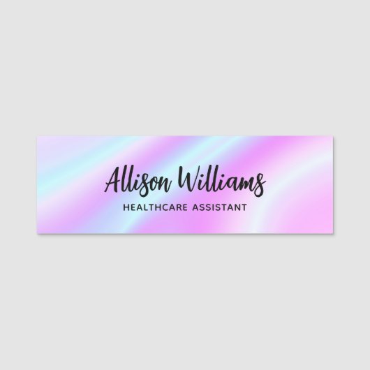 Pastel Holograph Modern Script Logo Business Namensschild (Vorderseite)