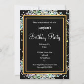 PASTEL HOLOGRAPHIC ALL BLACK PINK GOLD GEBURTSTAG EINLADUNG (Vorderseite)