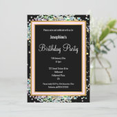 PASTEL HOLOGRAPHIC DOUBLE BLACK PINK GOLD GEBURTST EINLADUNG (Stehend Vorderseite)