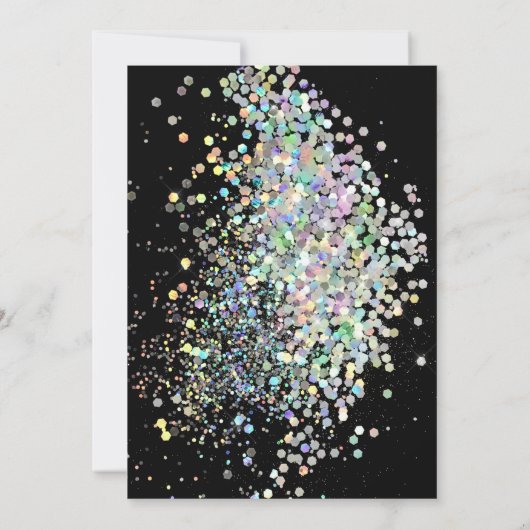 PASTEL HOLOGRAPHIC DOUBLE BLACK PINK GOLD GEBURTST EINLADUNG (Rückseite)