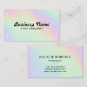 Pastel Holographic Elegante Fotografie Visitenkarte (Vorne/Hinten)