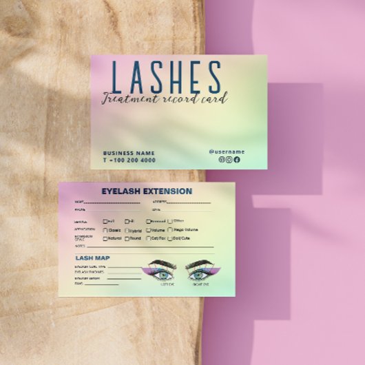 Pastel Holographic Eyelash Extension Record Map Visitenkarte