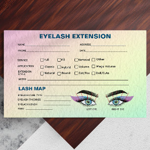 Pastel Holographic Eyelash Extension Record Map Visitenkarte
