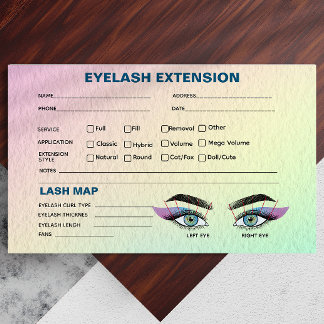 Pastel Holographic Eyelash Extension Record Map Visitenkarte