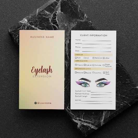 Pastel Holographic Eyelash Extensions Map Visitenkarte