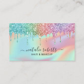 Pastel Holographic Glitzer Tropfens Beauty Salon Visitenkarte (Vorderseite)