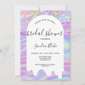 Pastel Holographic Glitzer Tropfens Brautparty Einladung (Vorderseite)