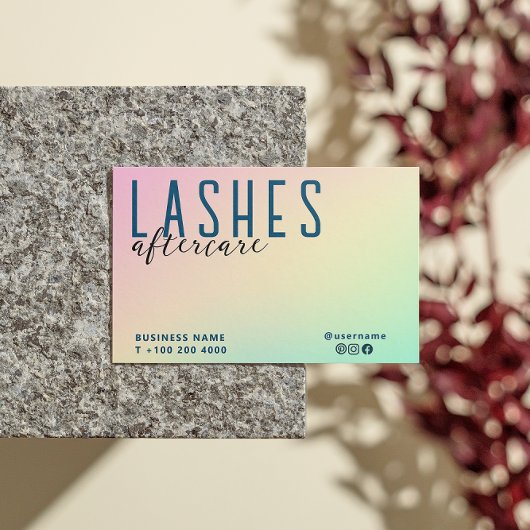 Pastel Holographic Lash nach Care Instruktion Visitenkarte