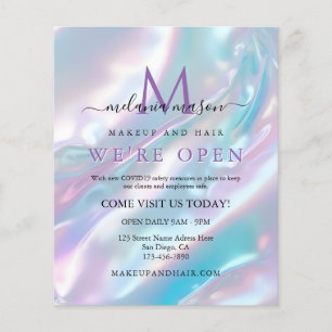 Pastel Holographic Makeup Art Grand Opening Flyer
