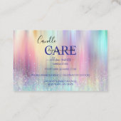 Pastel Holographic Modern Candle Care Visitenkarte (Rückseite)
