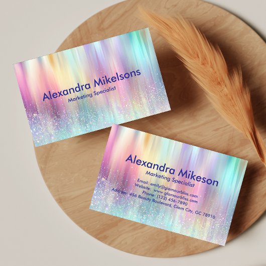 Pastel Holographic Professional Branding Visitenkarte