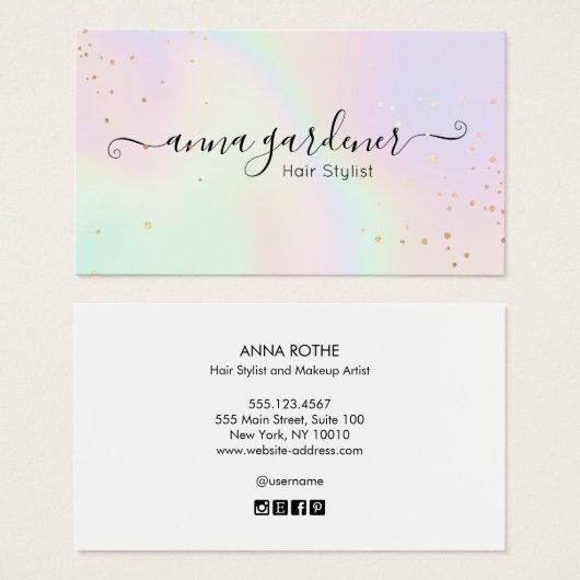 Pastel Holographic Rainbow Glam Gold Spritzer (Vorne & Hinten)