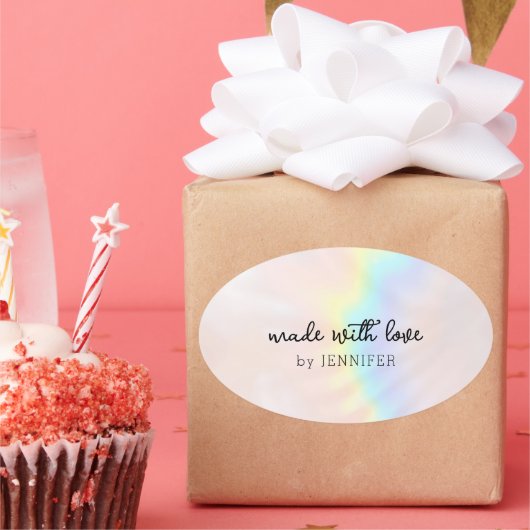 Pastel Holographic Rainbow Ovaler Aufkleber (Party)