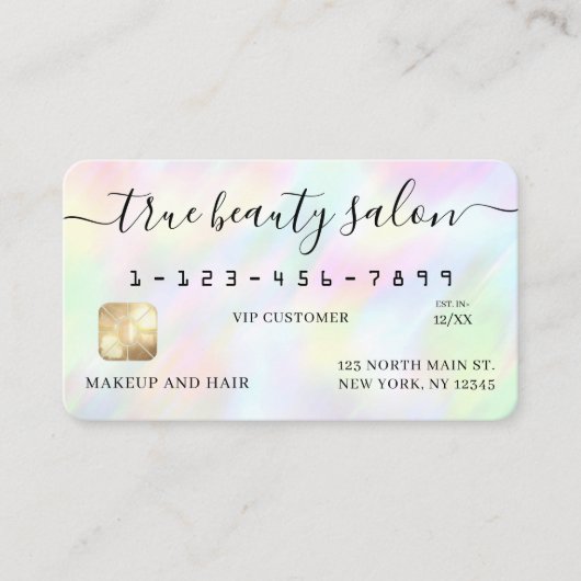 Pastel Holographic Rainbow Signature Credit Card Visitenkarte (Vorderseite)