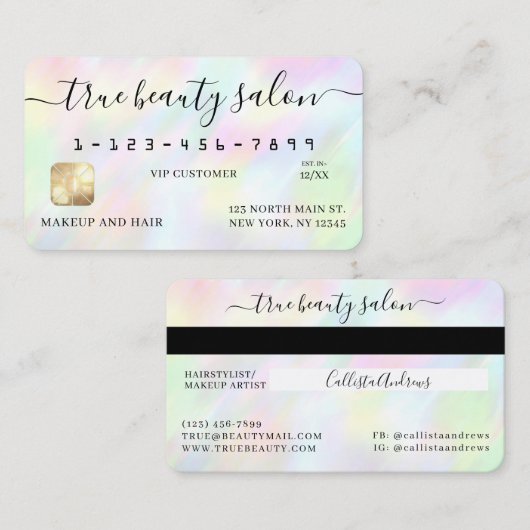 Pastel Holographic Rainbow Signature Credit Card Visitenkarte (Vorne/Hinten)