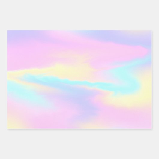 Pastel Holographic Rainbow Wrapping Paper Sheets Geschenkpapier Set (Vorderseite 2)