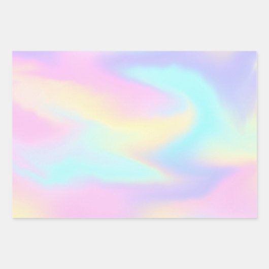 Pastel Holographic Rainbow Wrapping Paper Sheets Geschenkpapier Set (Vorderseite)
