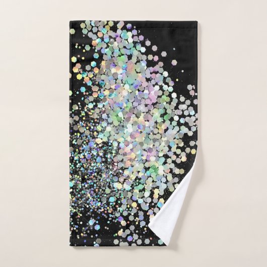 PASTEL HOLOGRAPHIC SPLASH BLACK BATHROOM TOWEL SET (Handtuch)